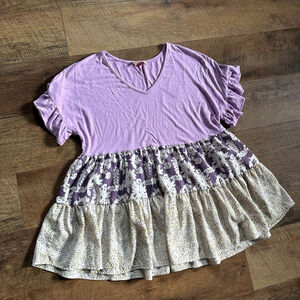 Women's Hailey & Co Purple Floral Tiered Tunic Top S